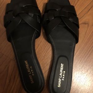 Saint Laurent Woven Leather Slide